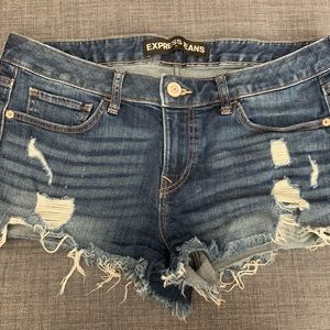 Express denim short rise cut off shorts